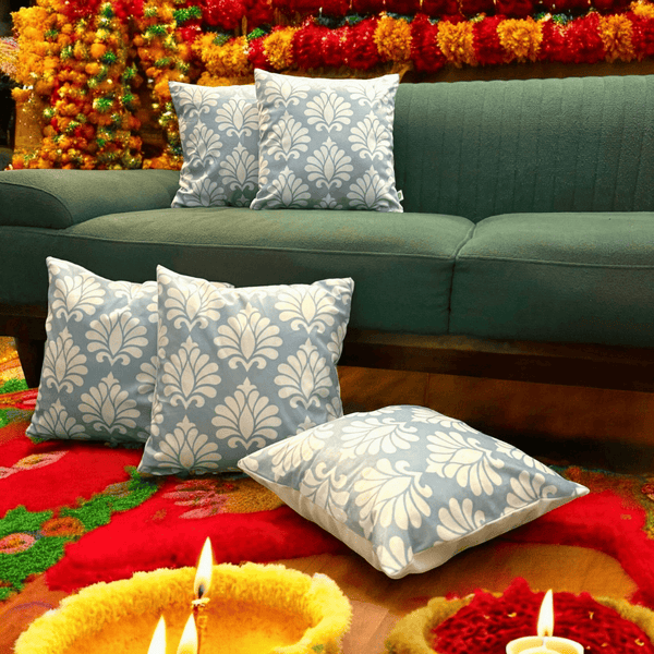 Ornate Festive Damask Velvet Cushion Cover