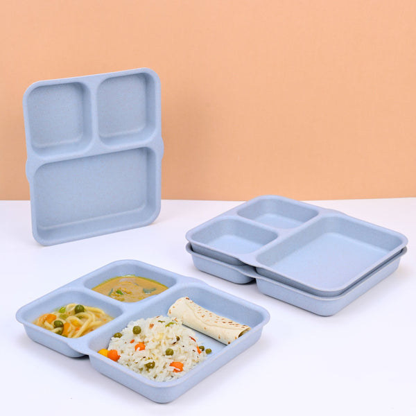 Eha Earth Friendly 3 Partition Plates for Kids | Plate Set of 4