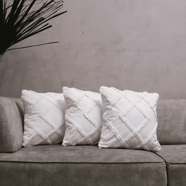 Diamond Ivory Tufted Cushion Cover