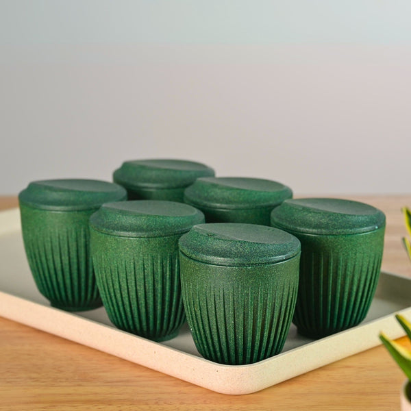 Retro Cup 250 ml Set of 6 | Earth Friendly Unbreakable Cups Made with Rice Husk & Bamboo Fibers
