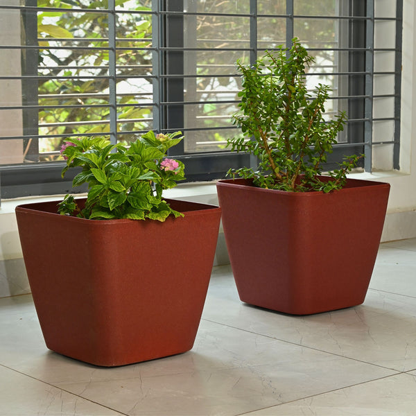 Earth-Friendly Daisy Self Watering Planters 14 Inch set of 2 | Wheeled Planter
