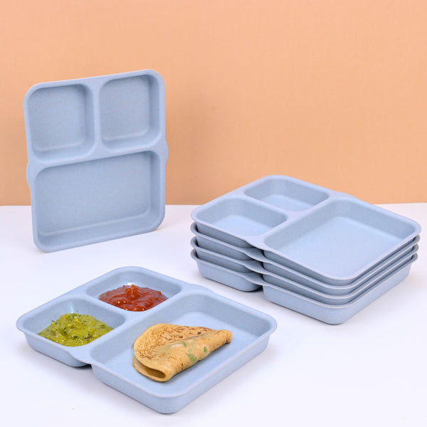 Eha Earth Friendly 3 Partition Plates for Kids | Plate Set of 6