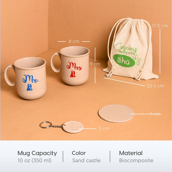 Earth Friendly Mr & Mrs Statement Coffee Mugs | Set of 2