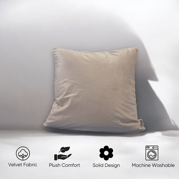 Beige Velvet Cushion Cover  | Sahara Whisper  - Set of 3