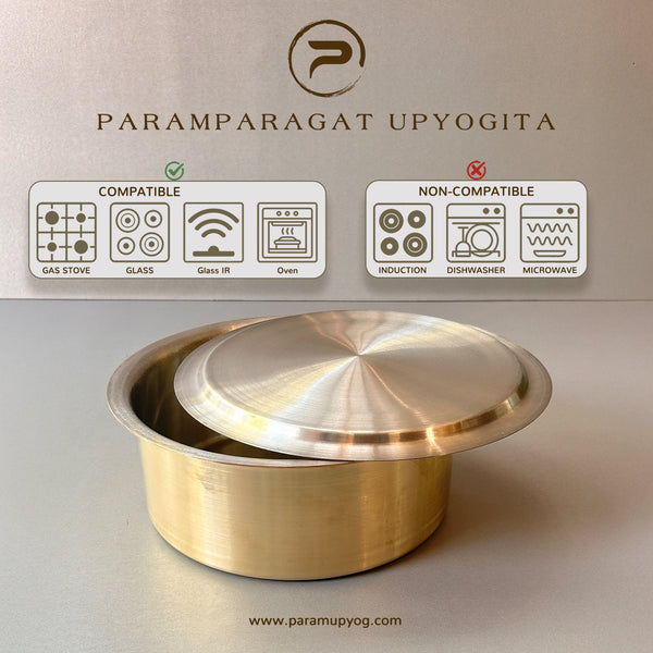 Paramparagat Upyogita Chaitanya Brass Tope (Bhagona) 2.5Ltr. With Lid