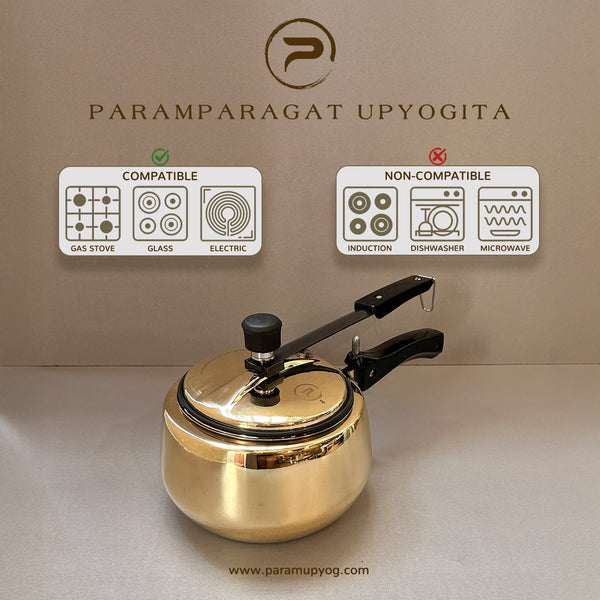 Paramparagat Upyogita Chaitanya Anant Brass Pressure Cooker 3 Liters