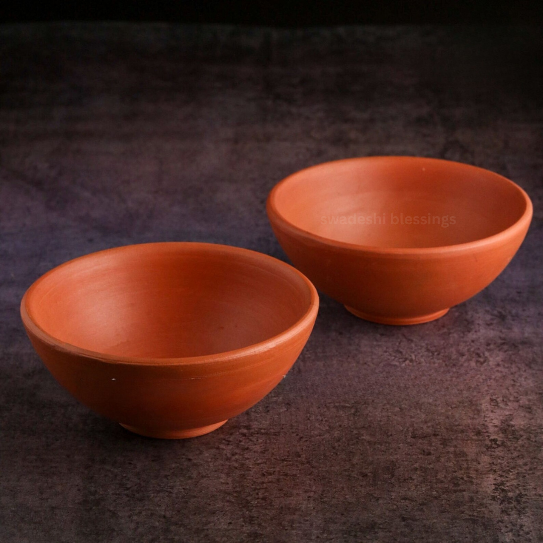 Premium Handmade Unglazed Clay Bowl Set | Antique Terracotta Bowls | HouseWarming | Birthday Gift