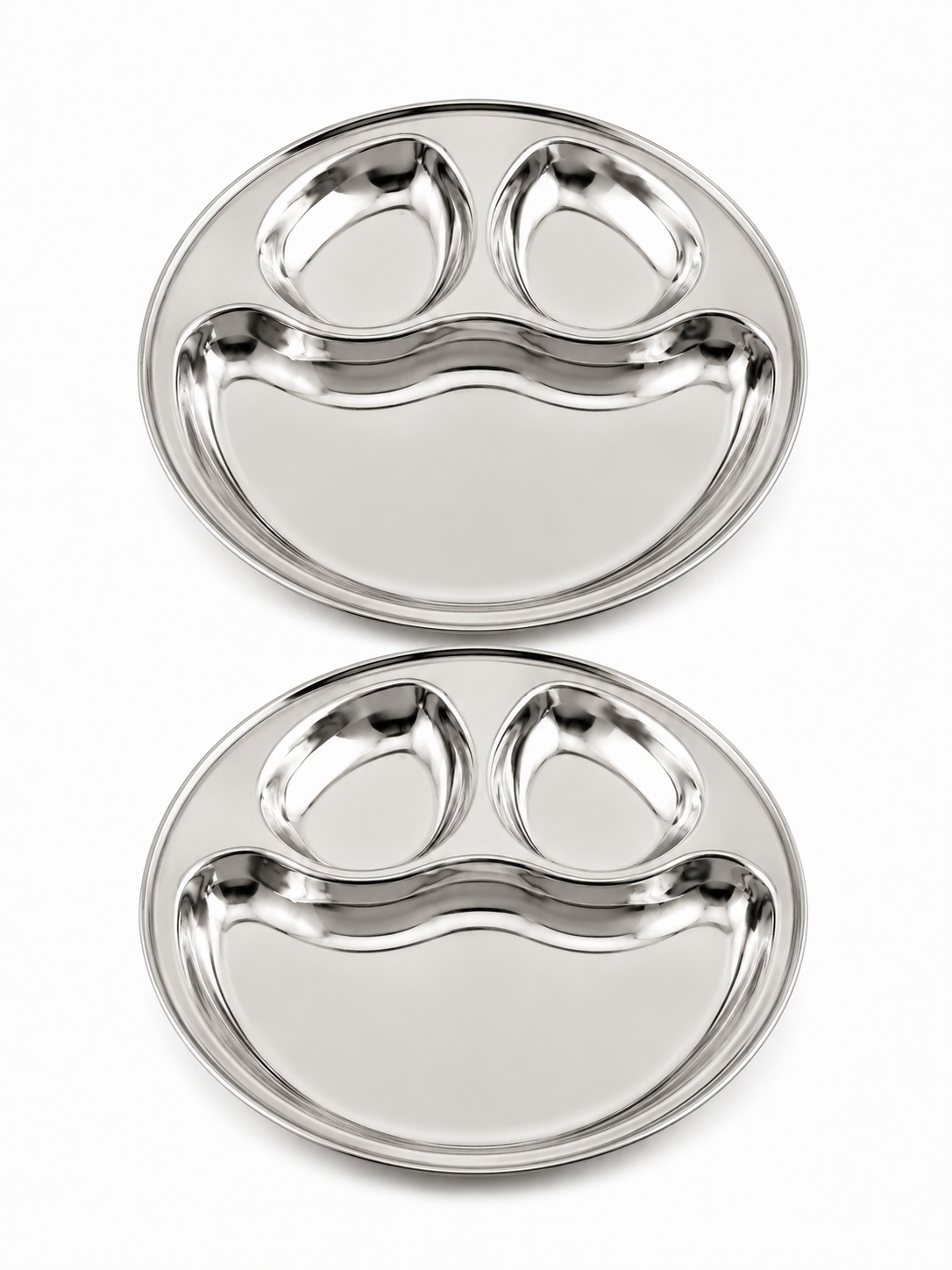 Stainless Steel Partition Plate | 3 in 1 Compartment Bhojan Thali |