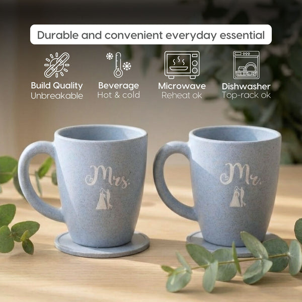 Earth Friendly Mr & Mrs Coffee Mugs For Couple | 300 ml