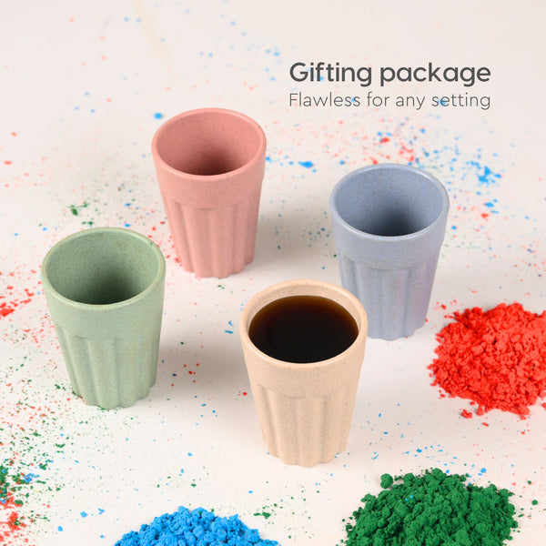 Earth Friendly Cutting Chai Cups with Holi Gulal 2 x 50g | 100 ml Cutting Chai Cup Set of 4