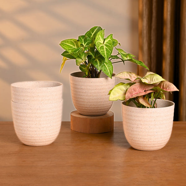 Earth-Friendly Planters Verona 4 Inch set of 4 | Bamboo Based Pots and Planters