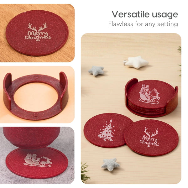 Earth Friendly Dockie Stand & Printed Coasters Set of 6 | Christmas Gifting