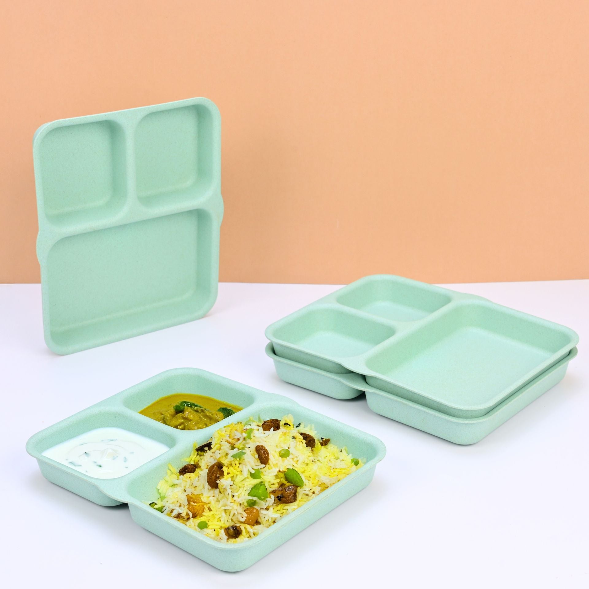 Eha Earth Friendly 3 Partition Plates for Kids | Plate Set of 4