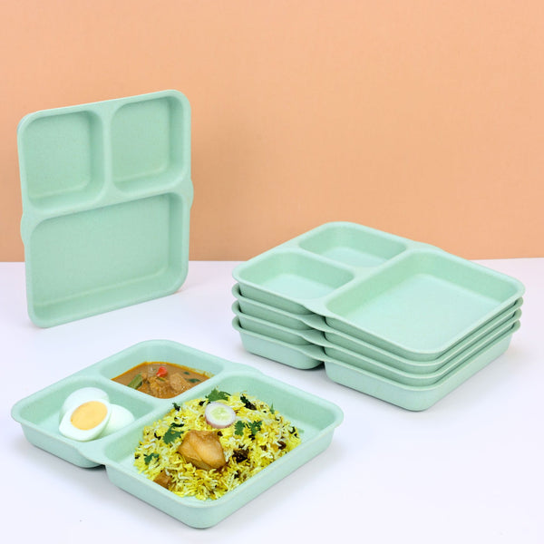Eha Earth Friendly 3 Partition Plates for Kids | Plate Set of 6