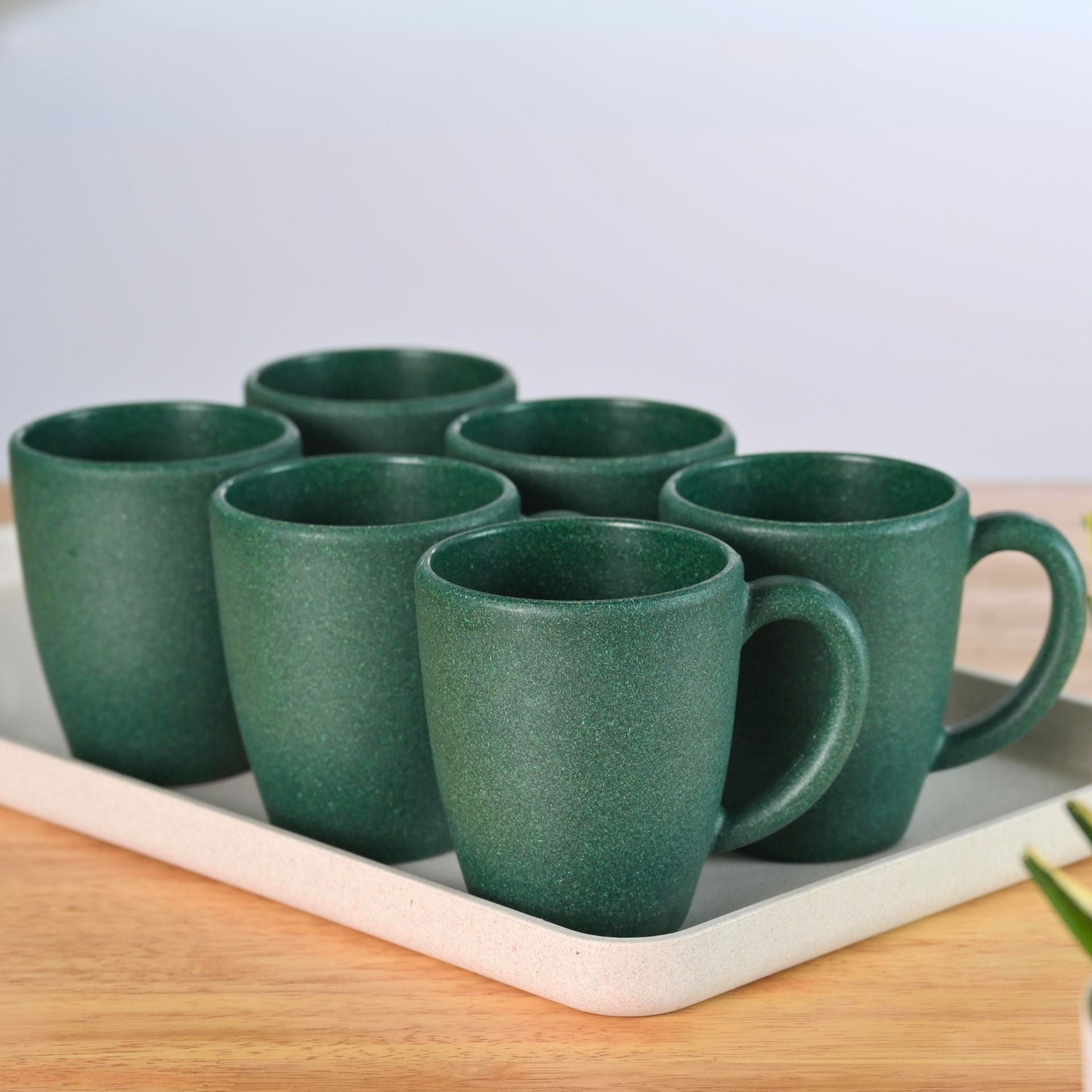 Classic Mug 300 ml | Set of 6 | Unbreakable Mugs Made with Rice Husk & Bamboo Fibers | Microwave Safe Mugs | For Hot & Cold Servings