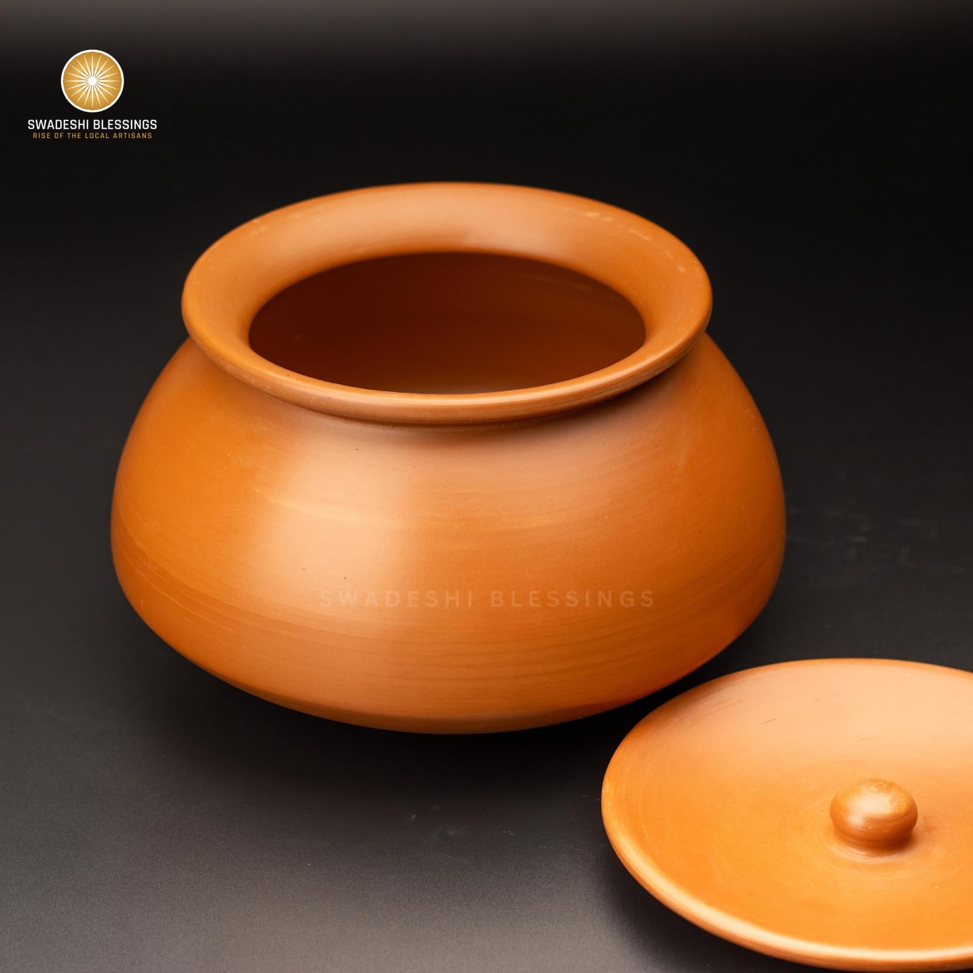 Premium Unglazed Clay Pot for Cooking | Earthen Kadhai | Terracota Dal Handi | Clay Handi for Serving, 3L