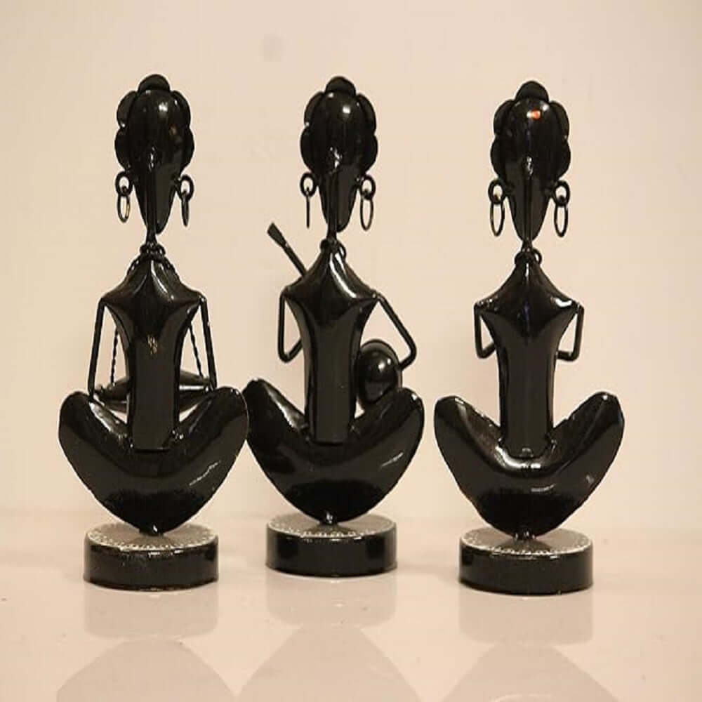Set de 3 bărbați Rajasthani metal/fier Safa cu cercei (multicolor) (4,5x3x8 inci)
