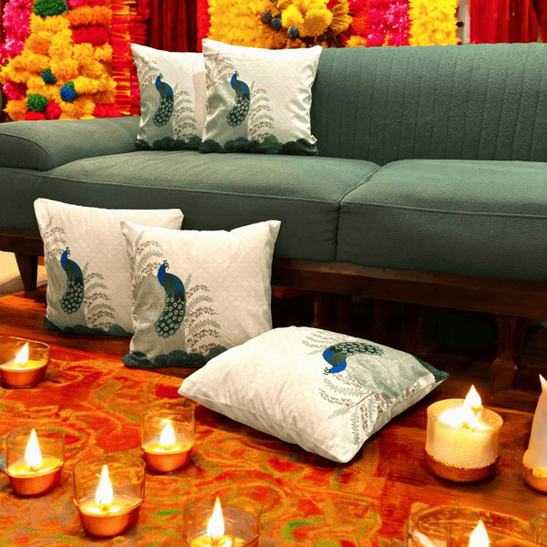 Royal Peacock Velvet Cushion Cover