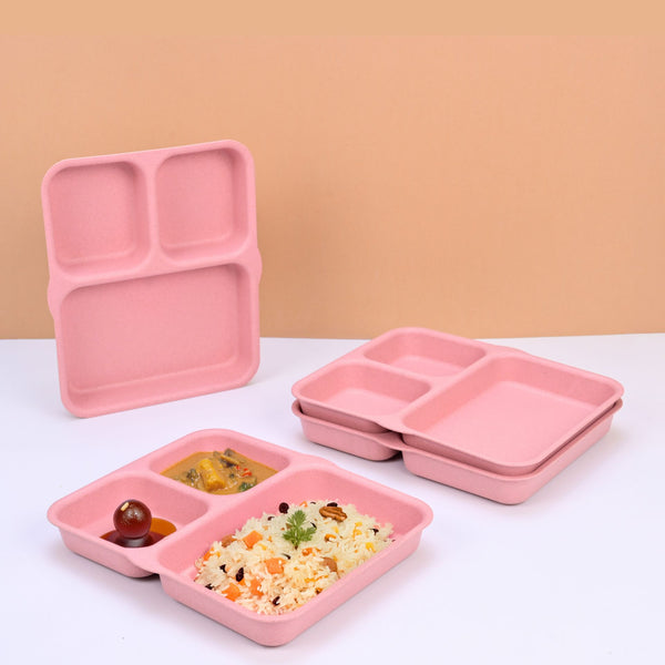 Eha Earth Friendly 3 Partition Plates for Kids | Plate Set of 4