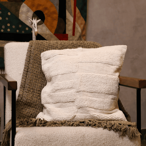 Ivory Textured Tufted Cushion Cover - Set of 5