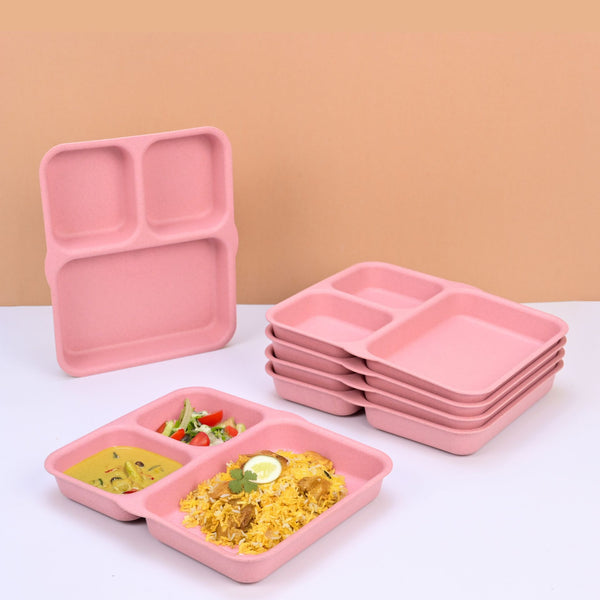 Eha Earth Friendly 3 Partition Plates for Kids | Plate Set of 6
