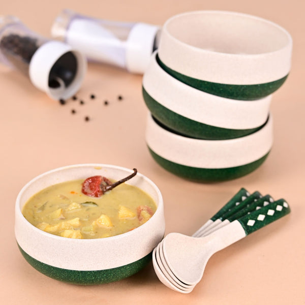 Soup Bowl 250 ml set of 4 | Earth friendly Unbreakable bowls with Spoon