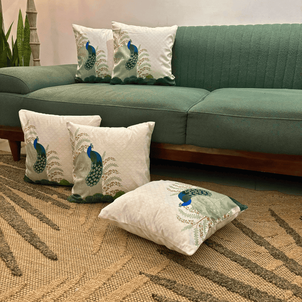 Royal Peacock Velvet Cushion Cover