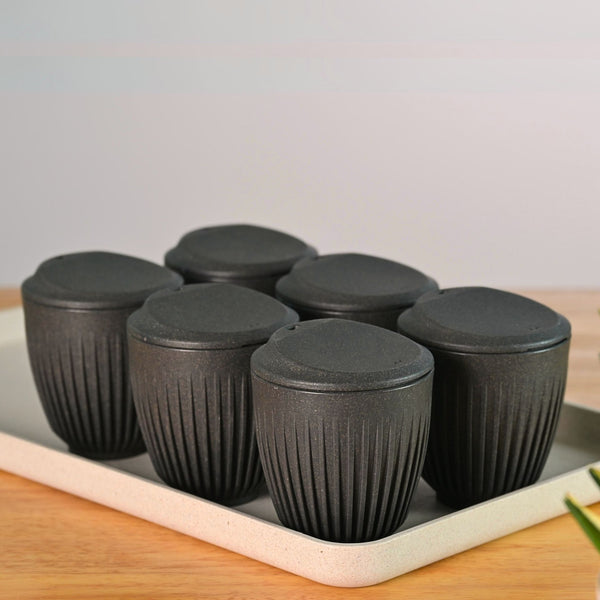 Retro Cup 250 ml Set of 6 | Earth Friendly Unbreakable Cups Made with Rice Husk & Bamboo Fibers