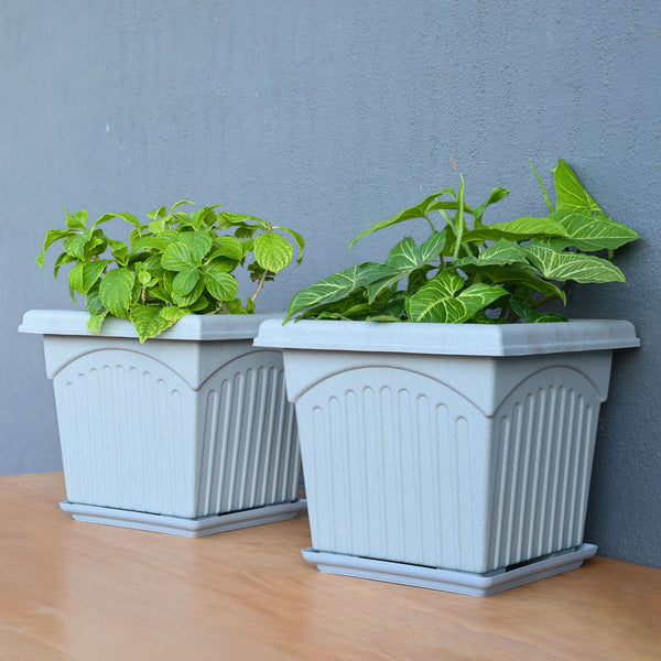 Earth Friendly 12″ Archway Planters with Tray | Set of 2
