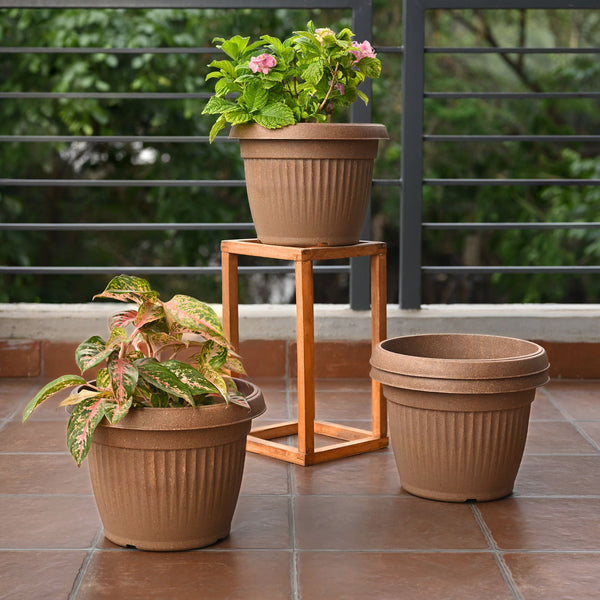 Earth-Friendly Planters BellaRound 12 Inch set of 4 | Bamboo Based Pots and Planters