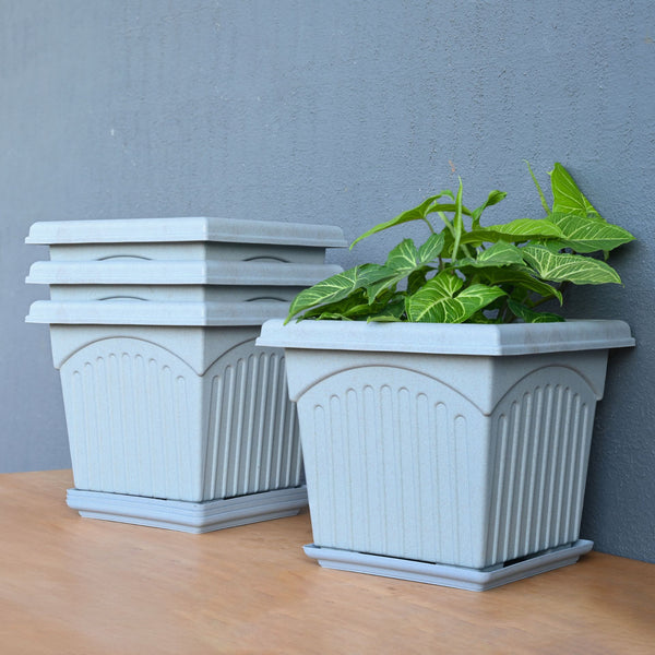 Earth Friendly 12″ Archway Planters with Tray | Set of 4