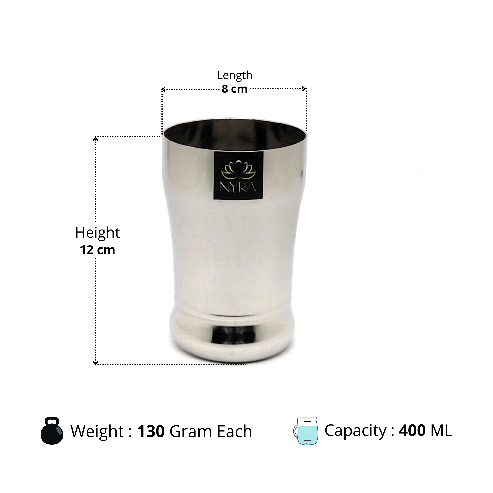 Dimensions of Stainless Steel Glass/Tumbler Set