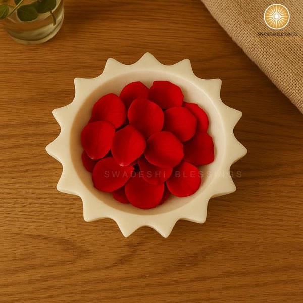 HandCrafted White Marble Decorative Bowl | Ruffle Bowl for Home Decor | Scalloped Bowl | Fluted Bowl | Organic Modern Home Decor Bowl