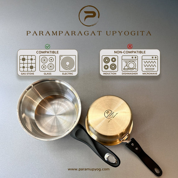 Paramparagat Upyogita Chaitanya Brass Saucepan 1.5 Liters