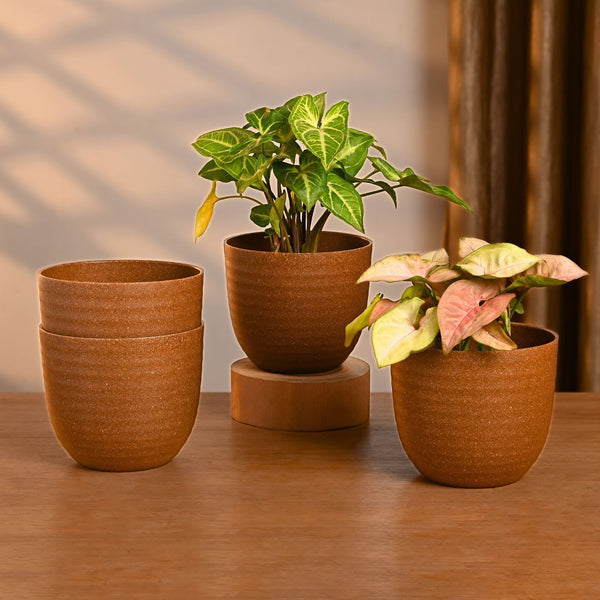 Earth-Friendly Planters Verona 4 Inch set of 4 | Bamboo Based Pots and Planters