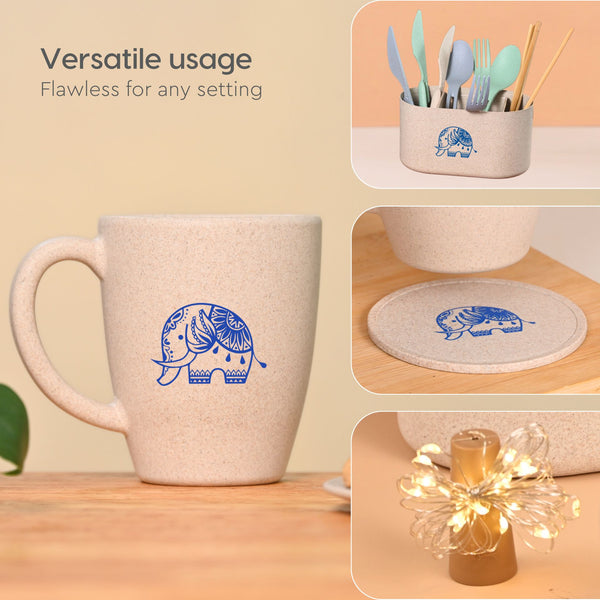 Earth Friendly Gifts | Elephant Printed Mug and Coasters Set of 2