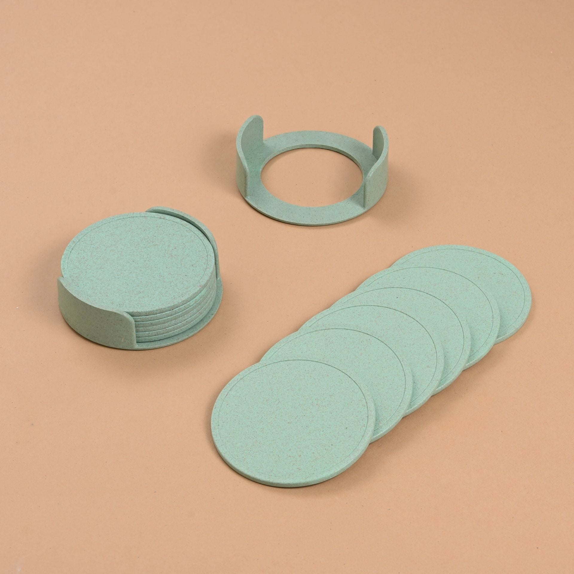 Earth Friendly Two Dockie Stand & Coasters Set of 12 | Coasters for Dining Table for Hot Pots