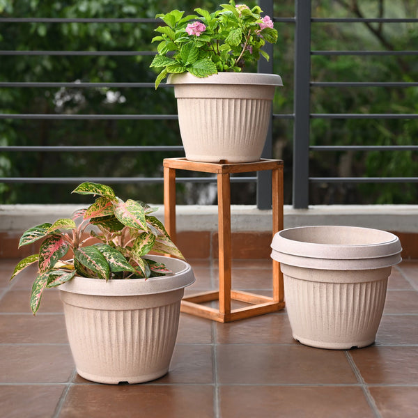 Earth-Friendly Planters BellaRound 12 Inch set of 4 | Bamboo Based Pots and Planters