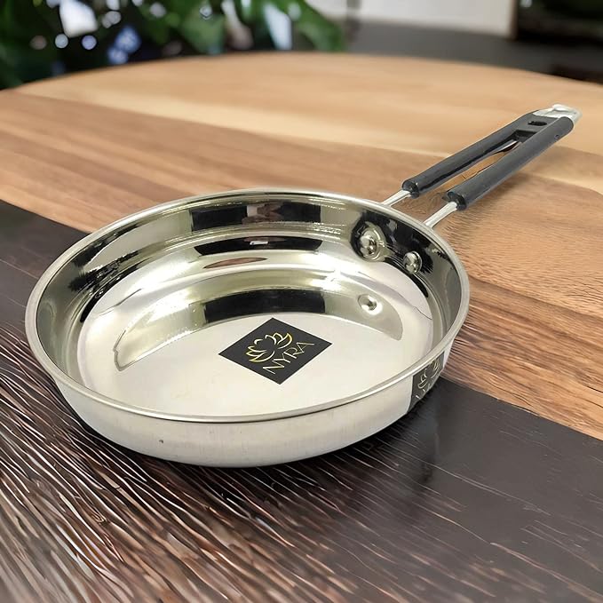 Stainless Steel Fry Pan with Riveted PVC Handle 