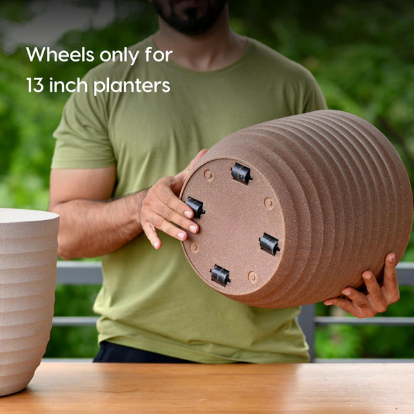 Earth-Friendly Planters Verona 13 Inch set of 2 | Wheeled Planters