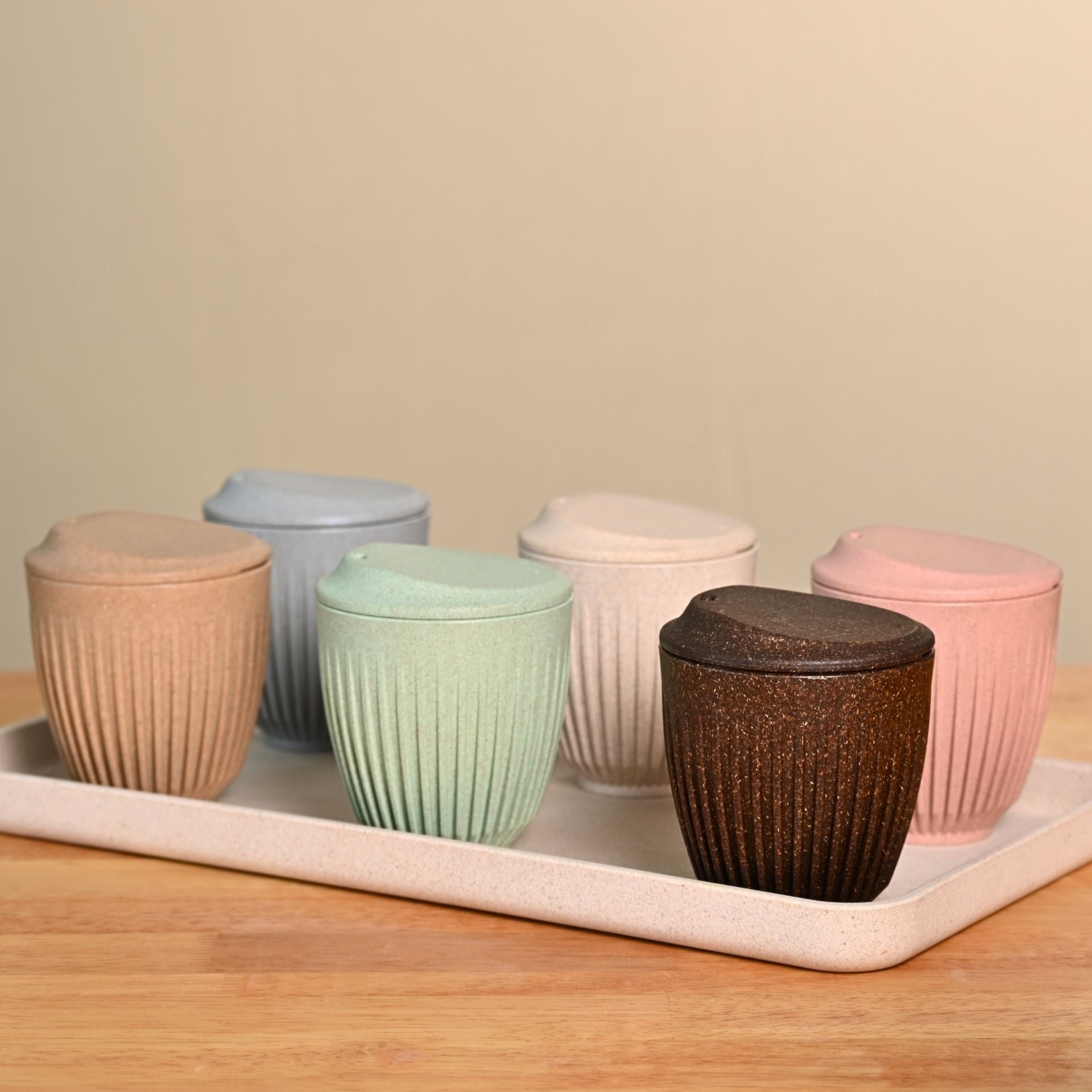 Retro Cup 250 ml Set of 6 | Earth Friendly Unbreakable Cups Made with Rice Husk & Bamboo Fibers