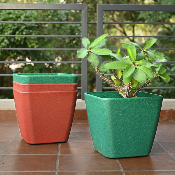 Earth-Friendly Daisy Self Watering Planters 14 Inch set of 4 | Wheeled Planter