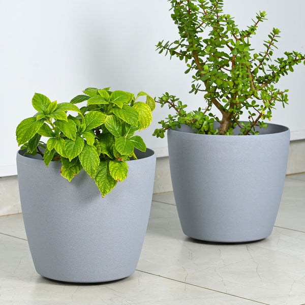 Earth Friendly Deco Wheeled Planters 12 Inch set of 2 | Self Watering