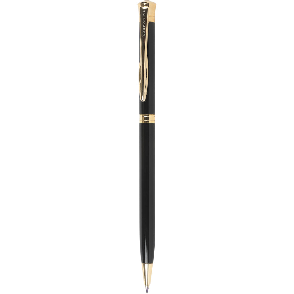 Dance Chrome Ball Pen | Black & Gold | Elegant Wave Clip