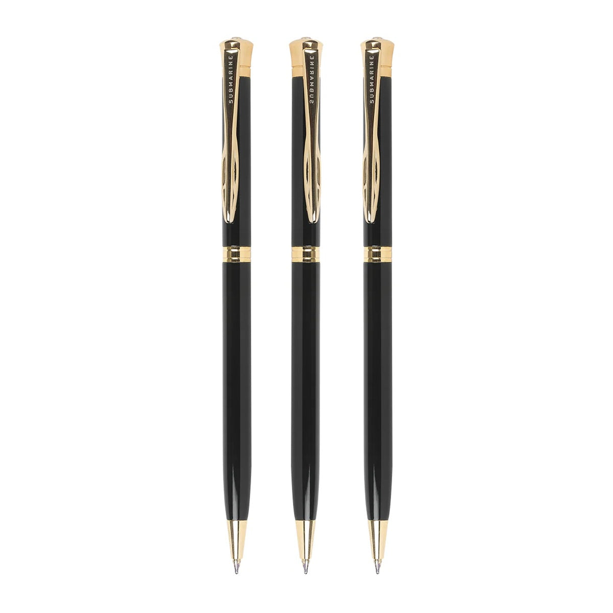 Dance Chrome Ball Pen | Black & Gold | Elegant Wave Clip