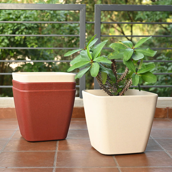 Earth-Friendly Daisy Self Watering Planters 14 Inch set of 4 | Wheeled Planter