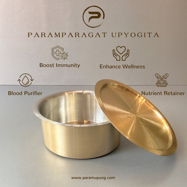 Paramparagat Upyogita Chaitanya Brass Tope (Bhagona) 1.5Ltr. With Lid