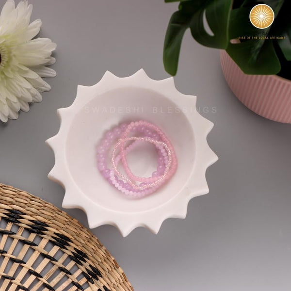 HandCrafted White Marble Decorative Bowl | Ruffle Bowl for Home Decor | Scalloped Bowl | Fluted Bowl | Organic Modern Home Decor Bowl