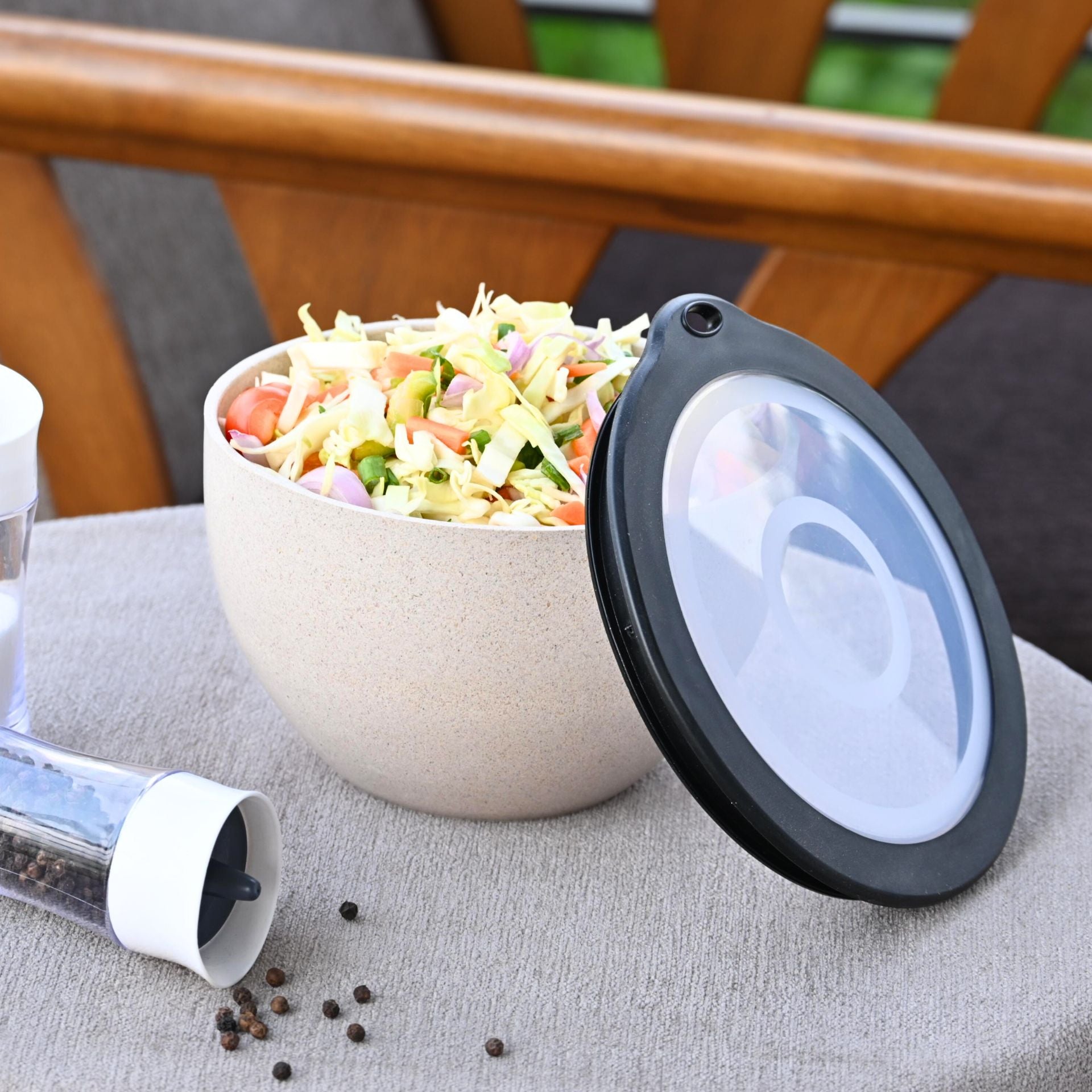 Storage Bowl with lids 1600 ml set of 1 | Earth friendly Unbreakable bowls Made with Bamboo Fibers & Rice Husk Fiber