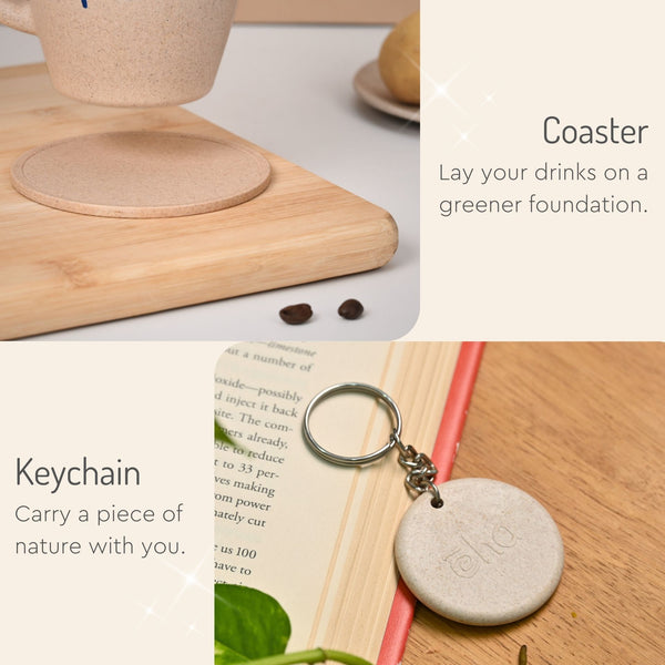 Eha Earth Friendly Diwali Gift Hampers | Elephant Printed Mug, Coaster, Key Chain, Candle, Gift Bag, Card